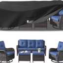 Outdoor Furniture Covers Waterproof,600D Heavy Duty Patio Cover for 6/7/8 PCS Sets Sectional Sofa Couch Dining Rocking Swivel Chairs Ottomans Coffee Table,111L x 74W x 28H inch Black