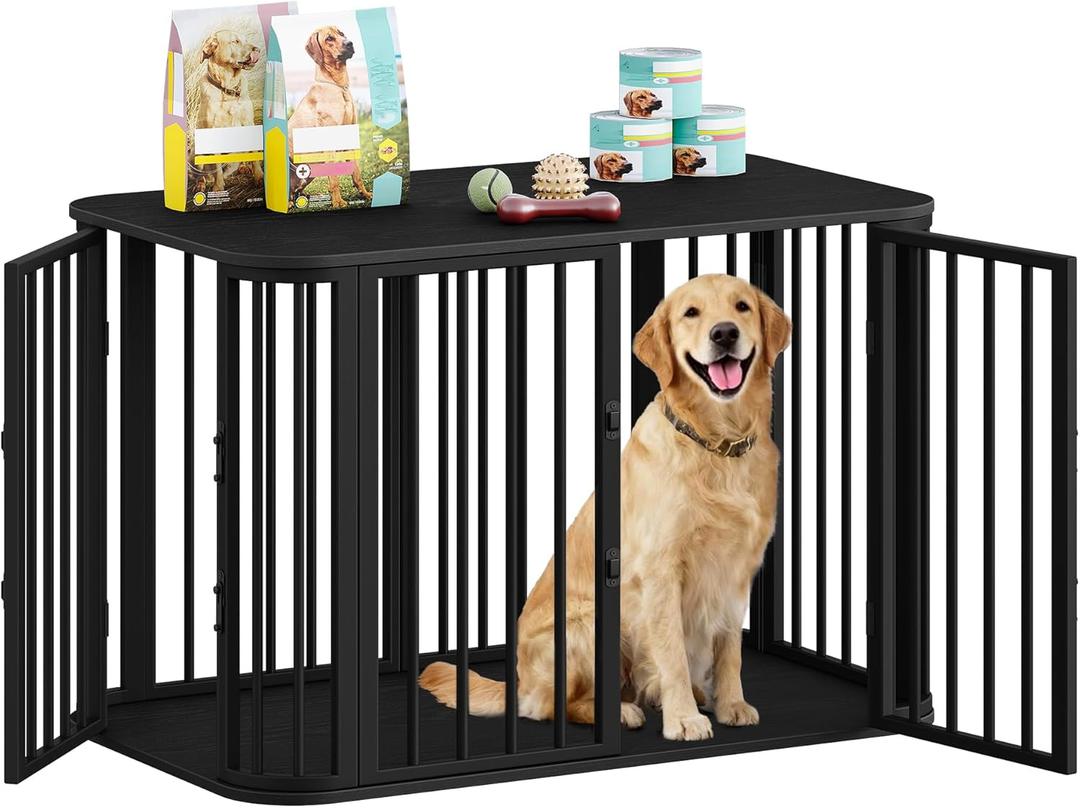 39.4'' Dog Crate Furniture, L Indoor Dog Kennel Dogs Cage, Modern Decorative Pet House for Small/Medium/Large Dogs, Anti-Chew & Anti-Escape, Kennel End Side Table TV Stand, Black