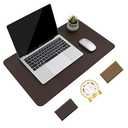 YSAGi Non-Slip Leather Desk Pad, Waterproof Laptop Computer Desk Keyboard Mat, Table Protector Blotter Mat, Large Mouse Pad for Office/Work/Home/Decor(Dark Brown, 23.6" x 13.7")