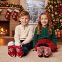 techcity 5 Pairs Boys Girls Christmas Socks Warm Fleece Stockings for Kids Funny Cute Christmas Gift for 1-12 Years Old (White Red Green Xmas)