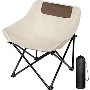 Ultralight Folding Camping Chair, 450 lbs Capacity, Off-white, Solid, Adult, Outdoor, Beach, Lawn, Campground