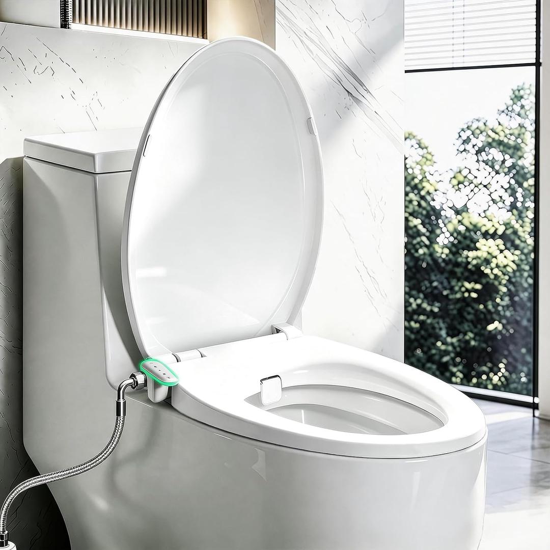 FEELSO Elongated Bidet Toilet Seat, Non-Electric Bidet with Dual Nozzles