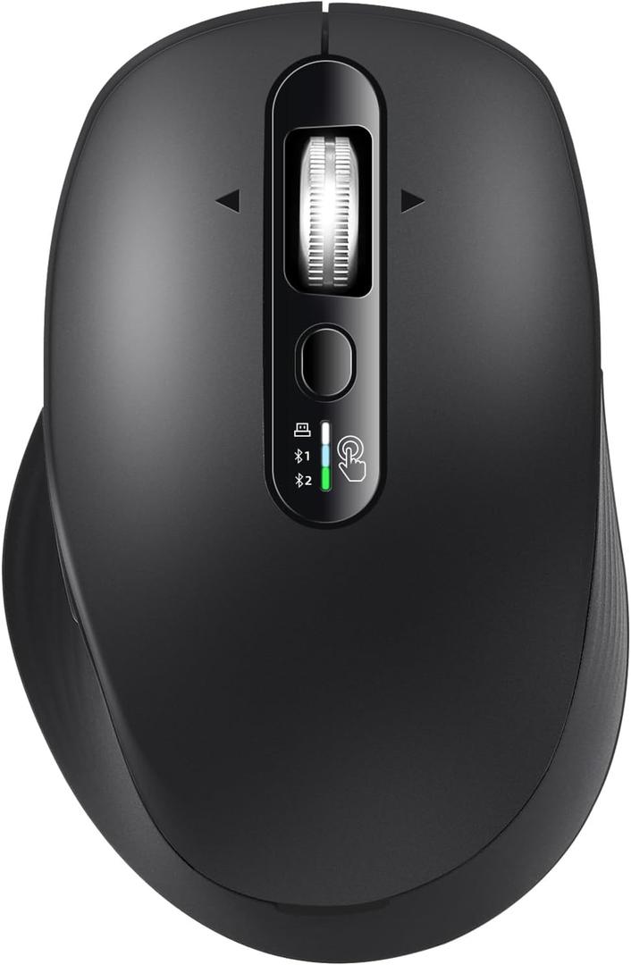 Wireless Bluetooth & USB Multi-Device Ergonomic Mouse Silent Click, 4-Way Scroll Wheel, Adjustable DPI, Office Cordless USB Mice, Mouse for Laptop/Coupmter/mac air/iPad (Black)