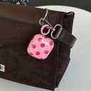 Cute Aesthetic Red Polka Dot Pattern case for AirPods pro 2nd | Chic Retro with Keychain Design | Classic Slim Soft TPU Shockproof Protection Cover | Durable Fade-Proof | Girly Gift -Pink&Red