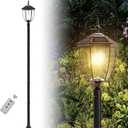 Kaqur 79" Solar Lamp Post Light, Dusk to Dawn Outdoor Waterproof Pole Lights, 3000K/4000K/6000K Vintage Black Solar Powered Column Lighting Fixtures for Garden, Patio, Pillar, Pathway, Yard, Lawn
