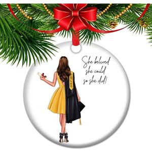 Graduation Gift for Her, New Semester Gifts, Ceramic Ornament Graduation Gift, She Believed She Could So She Did (V10)