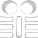 Savadicar 9-Piece Silver Front Grill & Headlight Trim Cover Set for Jeep Wrangler JL JLU 4xe & Gladiator JT 2018-2023  Exterior Decorative Upgrade Accessories