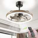 Brightown Ceiling Fans With Lights and Remote 20.5 Inches 6 Speeds Rotatable Low Profile chandelier fan 3000K-6500K Three Color Step Less Dimming Bladeless Ceiling Fans for Bedroom Living Room Kitchen