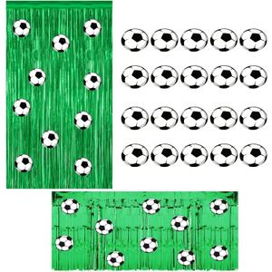 2026 Soccer Party Decorations - 3 Pack Including Soccer Background Curtain, Table Skirt, Stickers Sports Theme Birthday Party Supplies Hanging Wall Dcor