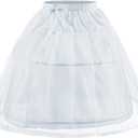 Abaowedding Flower Girls Petticoat with 2 Hoops Full Slip Elastic Child's Crinoline Underskirt (6-7, White)
