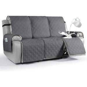 VANSOFY Waterproof Recliner Couch Covers, Sofa Covers 1-Piece Washable Reclining Sofa Cover Non-Slip Furniture Protector with Elastic Straps Pocket for Dogs, Pets(Dark Gray,3 Seater) VANSOFY Waterproof Recliner Couch Covers, Sofa Covers 1-Piece Washable Reclining Sofa Cover Non-Slip Furniture Protector with Elastic Straps Pocket for Dogs, Pets(Dark Gray,3 Seater)
