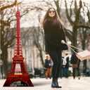 Leinuosen 6 ft Brown Eiffel Tower Cardboard Cutout Stand up Lifesize French Theme Party Decoration Eiffel Tower Photo Prop Backdrop Standup for France Night of Paris Theme Party Birthday Decor