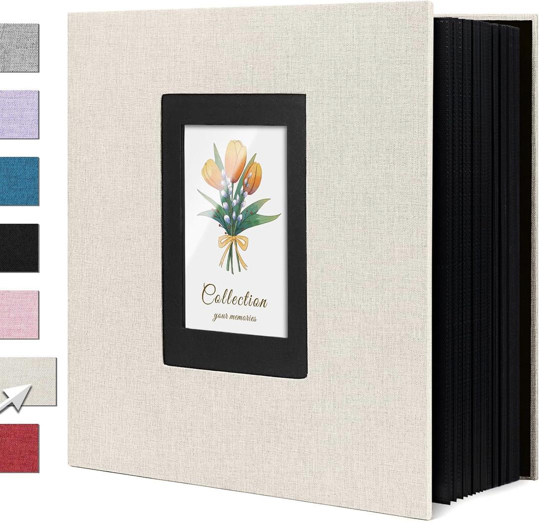 Linen Photo Album 4x6 Large Capacity 1000 Pockets Pictures Fabric Cover Books Albums Wedding School Family Anniversary Baby Memory Engagement Travel Albums(Beige, 1000 Pockets)