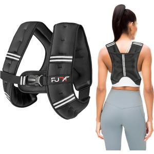 FUFF Weighted Vest Woman, 5/10/12/15/20/25/30 LB Womens Weight Vest for Walking, Strength Training Weight Vests for Female Men, Reflective Stripe Body Vest for Workout Running Jogging Fitness