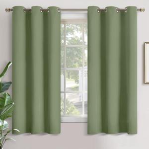 YoungsTex Olive Green Blackout Curtains 63 Inch Length for Bedroom - Thermal Insulated Window Drapes with Grommet Room Darkening Privacy for Living Room, 2 Panels, 42 x 63 Inch