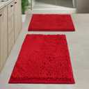 Red Bathroom Rugs Sets 2 Piece Non Slip,Bath Rugs with PVC Backing Bath Carpet,Bathroom Rug Washable,Absorbent,Plush Carpet Mats,Bath Mats for Bedroom, Kitchen,Tub,Home Decor, 