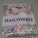 MASCOMODA Womens Tops Summer Boho Floral Short Sleeve Button Down Shirts Crewneck Loose Vacation Dressy Casual Work Blouses(Floral Pink Multicolored,Medium)
