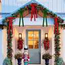 8 Pcs Large Velvet Christmas Bow 23.5x8.7 Inch Christmas Staircase Wreath Bows Gift Ribbon Bows Vintage Christmas Tree Topper Bows for Christmas Tree Indoor Outdoor Decoration, Red Green