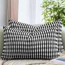 AmHoo Set of 2 Boho Chenille Pillow Cover Decorative Tufted Pillowcase for Couch Bed Sofa Bedroom Living Room Modern 12 x 20-Inch Black