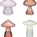 2 x 1Pcs Glass Bubble Vase, Mushroom Shape, Decorative Clear Flower Bud Vase, Attractive Single Flower Vase, Round Decor Flower Vase for Centerpiece (E)