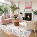 Area Rugs 8x10 Rugs for Living Room, Machine Washable Pink Pastel Rugs for Bedroom Large Area Rug Living Room Rug Non Slip Rug Carpet for Dining Nursery