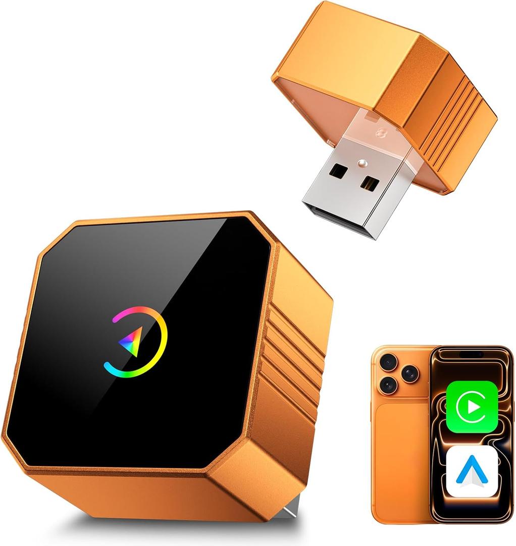 2026 Mini Wireless CarPlay Adapter, Wired to Wireless CarPlay & Android Auto Dongle, Plug and Play, Stable Zero Latency, Compatible for iPhone iOS 10+ & Android 11+