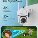Foscam PD5 3K Security Cameras Wireless Outdoor, 2.4G/5G WIFI Camera for Home Security, Auto Tracking 20X Zoom, AI Motion Detection, 2-Way Audio, 360 PTZ, 66ft Color Night Vision IP65 Work with Alexa
