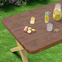 misaya Rectangle Vinyl Tablecloth, Fitted Table Cover, Waterproof, Elastic Edge, Plastic Table Cloth Fit 6 Foot Folding Tables for Picnic, Indoor and Outdoor (Oak Wooden Grain, 30 x 72 inch)