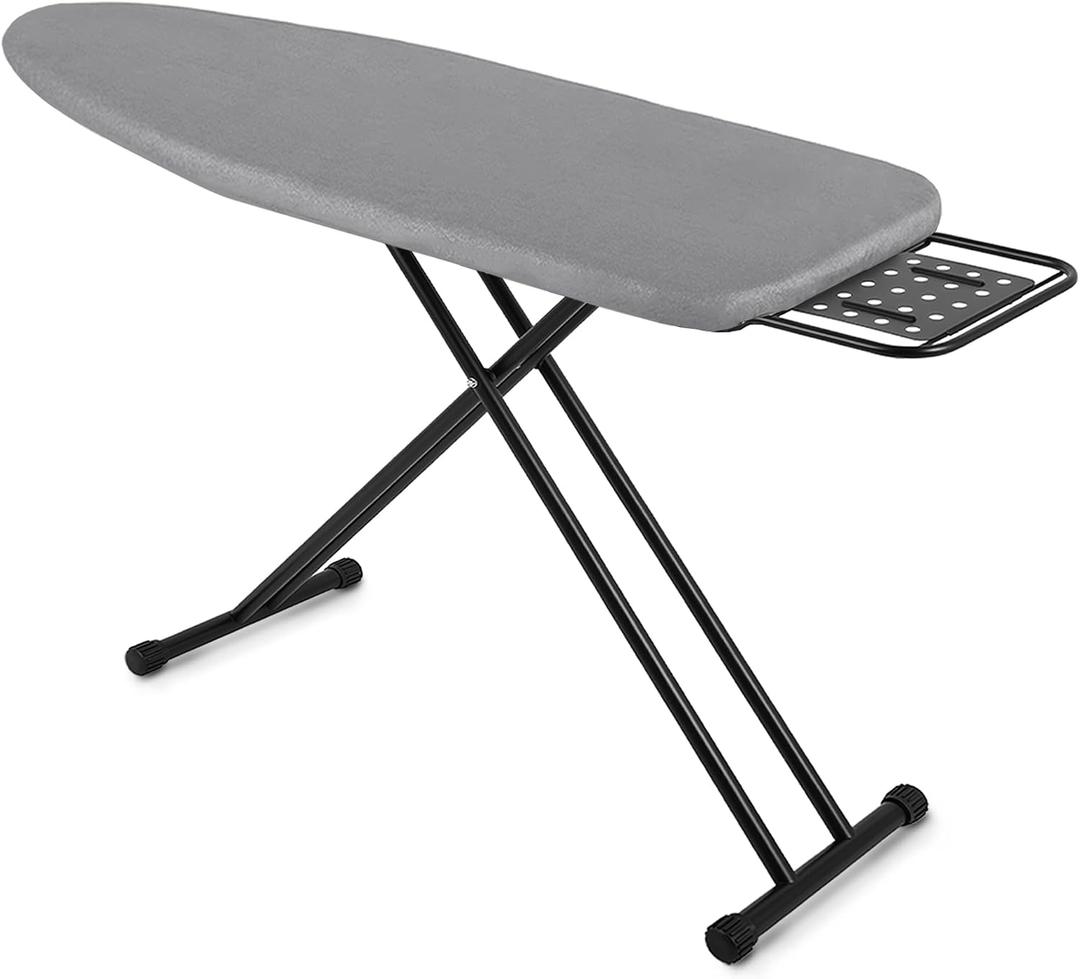 Jakeefud Full Size Ironing Board 47" X 15" with Heat Resistant Cover and Thicken Felt Pad, Safety Iron Rest, Anti-Skid Feet, Height Adjustable, Heavy Duty