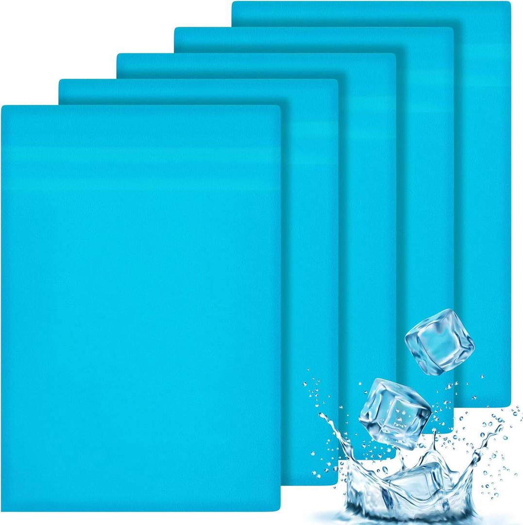 Paterr 5 Pcs Soft Flannel Cold Pack Sleeves Reusable Washable Fabric Cover for Protective Hot Ice Cover, Cold Pack Not Included, Blue(10"x14")