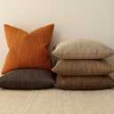 Foindtower Set of 2 Decorative Textured Burlap Linen Throw Pillow Covers Farmhouse Boho Cushion Cover Solid Accent Pillowcase for Couch Sofa Bed Living Room Home Decor,2020 Inch,Burnt Orange (Gold Flame)