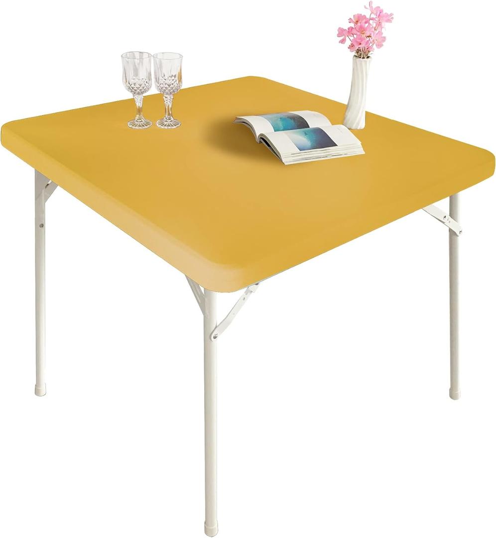 Cocktail Fitted Spandex Stretch Square Table Covers Caps Elastic Square Tablecloth Gold Table Topper 36x36 Inch