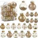 Christmas Ornaments Set, 30ct Clear Champagne Christmas Ornaments for Christmas Decoration Large Shatterproof Plastic Balls Xmas Tree Ornaments for Home Decor Wedding Party Gifts- Multi-Size