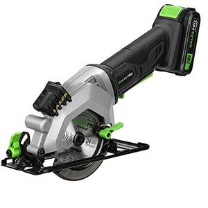 GALAX PRO Mini Circular Saw, DC20V 4-1/2" Cordless Circular Saw with 2.0Ah battery, Laser Guide, Rip Guide, 2 Pcs Blades(24T+ 60T), 3400RPM, Max Cutting Depth 1-11/16"(90), 1-1/8"(45)