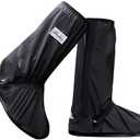USHTH Black Waterproof Rain Boot Shoe Cover with Reflector, L