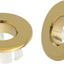 BWE Gold Sink Basin Trim Overflow Cover for Kitchen and Bathroom Vanity Sink Solid Brass Vessel Insert in Hole Round Caps Pack of 2