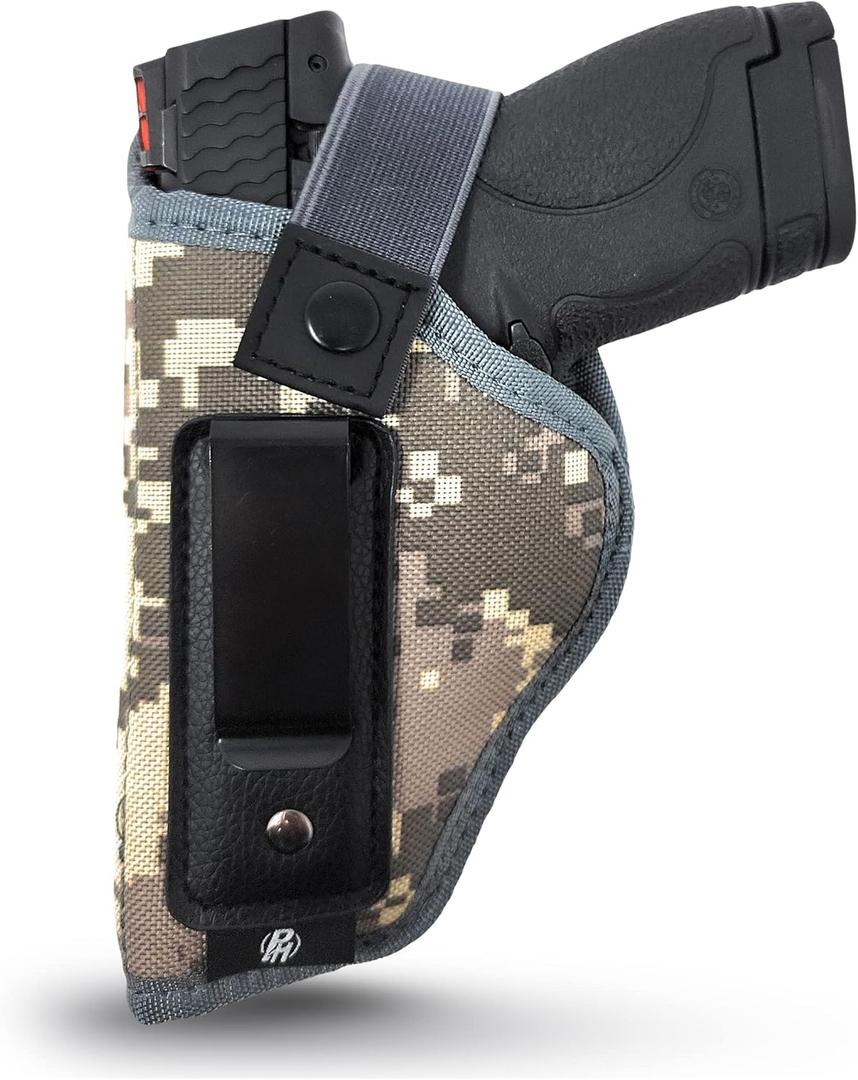 IWB Gun Holster by PH - Concealed Carry Soft Material - Soft Interior - Fits M&P Shield 9mm.40.45 Auto/Glock 19 26 27 29 30 33 42 43 / Rug LC9, LC380 - Taurus Slim, PT111 G2 - Springfield XDs Hellcat