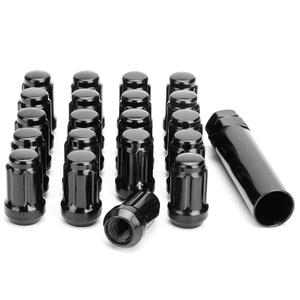 20pcs 12mmx1.5 Spline Lug Nuts for Camry Fusion Focus Civic CR-V, M12x1.5 Aftermarket Wheel Lugnuts Compatible with Toyota Honda Ford 5 Lug Rims, Alloy Steel Black Truck Nut with 1 Socket Key