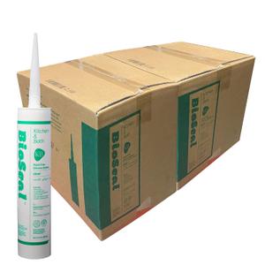 Clear BioSeal 100% Silicone Sealant Caulk Kitchen and Bath Grade, Waterproof and No Odor No Color Change 10.1 Ounce Cartridge, 50 Clear Tubes Set / 2 Boxes
