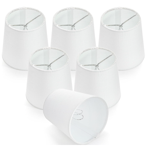 WUWEOT 6 Pack Chandelier Lamp Shades, 5.2"×4"×5.2" Small Lampshade Clipon Bulb Lamp Shades, White Linen Replacement Lampshade for Table Chandelier Wall Lamp