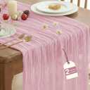 IVAPUPU 2 Pcs Cheesecloth Table Runner - 10ft Pink Easter Spring Boho Gauze Cheese Cloth Table Runners for Baby Shower Decoration Wedding Party Summer Garden Decor