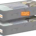 punemi Under Bed Storage Containers with Lid, 2 Pack Large Soft Foldable Storage Bags for Clothes, Coats, Sweaters, Blankets, Water-Resistant Inner Layer, 20x40x7.5 in, Perfect for Apartments and RV
