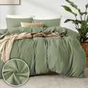 Dreamhood Duvet Cover Queen Size 90x90 and 2 Pillow Cases Soft Comfy Duvet Cover Set 3 Pieces with Button Closure Breathable Durable Bedding for All Seasons Light Olive Green