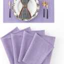 4 Piece Soft Caddice Faux Linen Decorative Place Mats Heat Resistant Dining Table Place Mats Kitchen Table Mats 12x18 Lilac