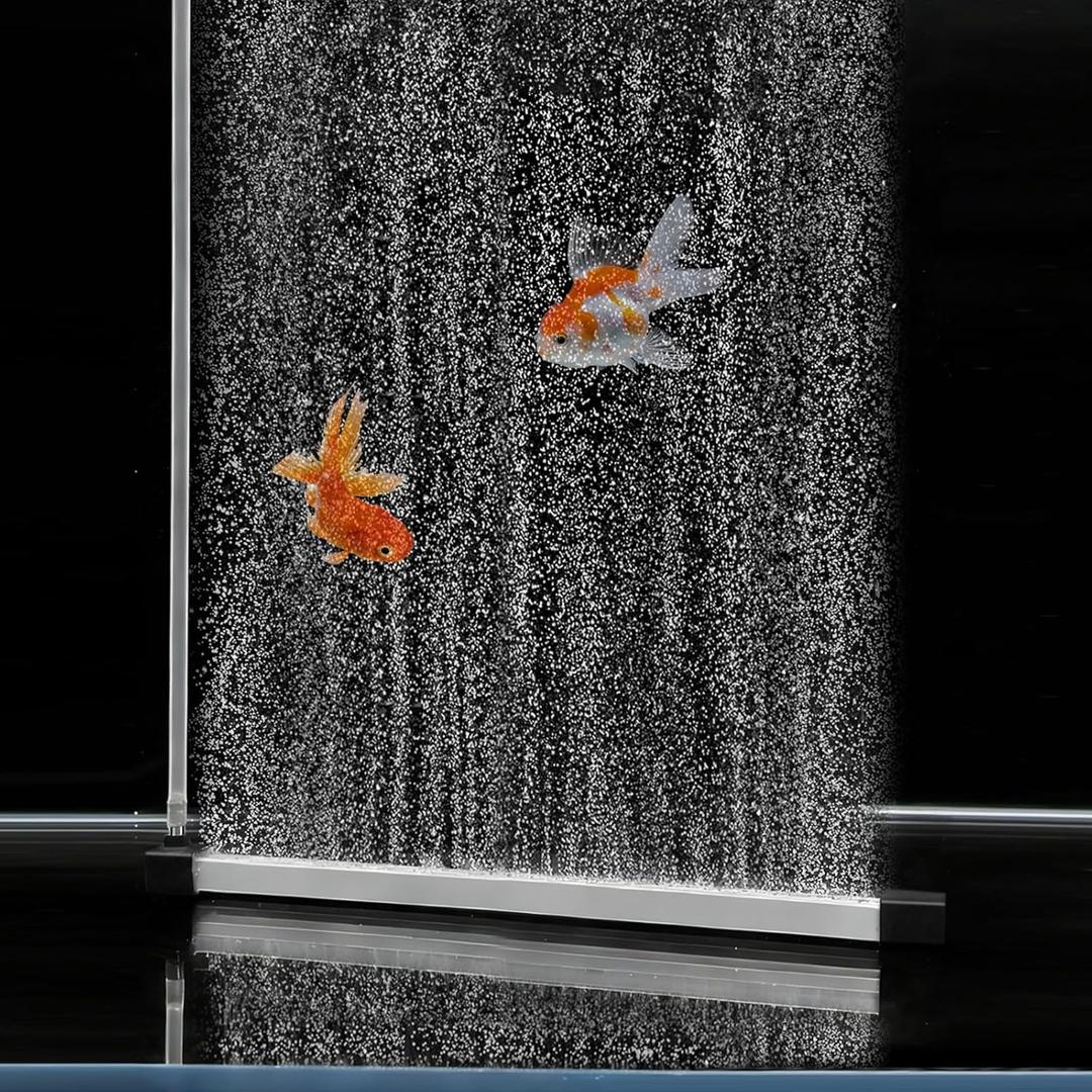 Aquarium Air Bubble Bar, 9.84 Inch Double Row Fine Mist Air Bubble Curtain Wall, Self-Sinking Fish Tank Air Diffuser Set, Enhanced Oxygen Bubble Strip for Freshwater Saltwater Hydroponics