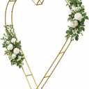 7FT Heart Shaped Metal Arch Frame, Wedding Arch Stand for Ceremony, Large Double Tube Balloon Arch for Wedding Backdrop (Gold)