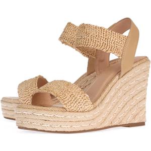 VICKIVICKI Women's Raffia Sandals Wedge Sandals Platform Chunky Espadrilles Wedges Comfortable Elastic sandals Women's Shoes Summer 2025 Sandals Natural Tan Khaki Size 8.5