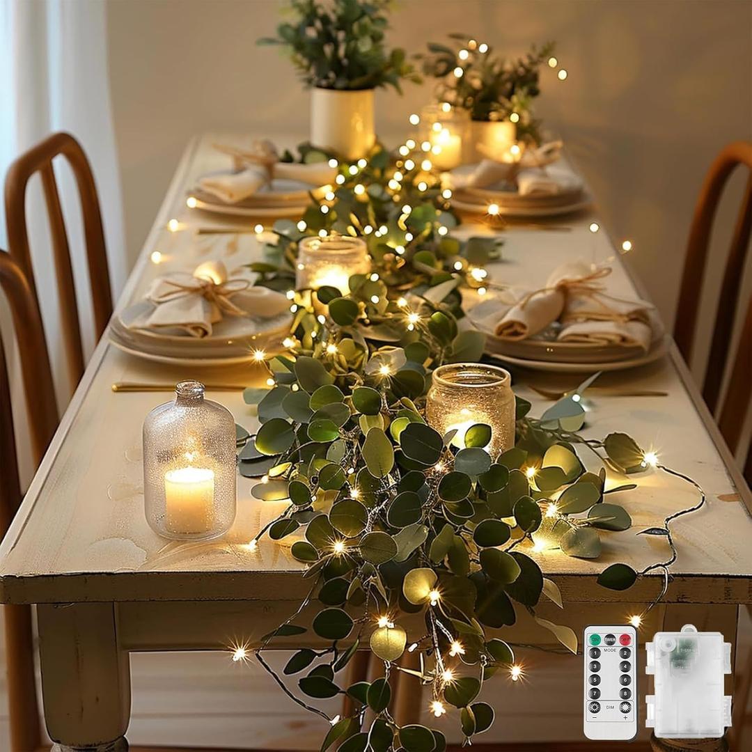 Twinkling Tree Olive Vine, Greenery Garland, Garland with Lights, Christmas Wall Hanging in Holiday Home Decor for Your Living Room Or Bedroom