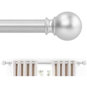 Silver Curtain Rods 28 to 48 Inches(2.3-4 Feet),5/8 inch Splicing Drapery Rods,Small Curtain Rods Set,Size: 18''-45'',Silver