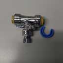 Tee Stop Valve, 1/2" PTC x 1/2" PTC x 1/4" OD Compression, Push to Connect Brass Plumbing Fitting for PEX, Copper, CPVC Pipe, Quarter-Turn Shut Off Water Valve Disconnect Clip